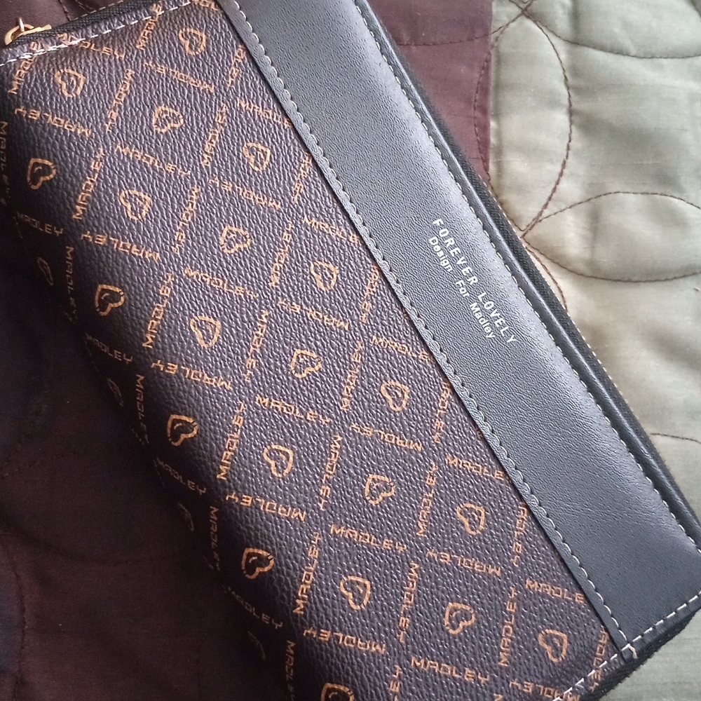 Perry Ellis Monogram Black and Brown Clutch